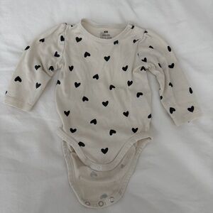H&M Cream One Piece with Black Hearts